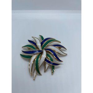 Mid-Century Crown TRIFARI Harlequin Enamel Gold To